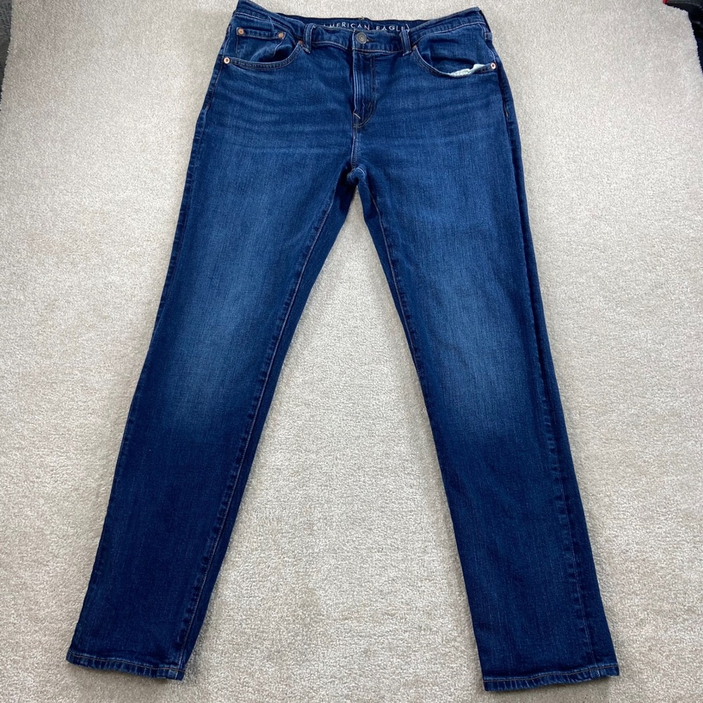 American Eagle Athletic Fit Jeans Mens 36x32 Blue Airflex+ Stretch Denim